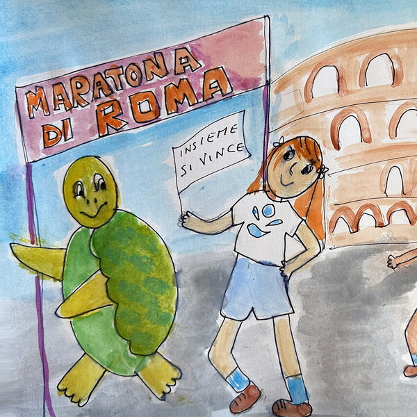 La tartaruga Vittoria al Bambino Gesù: la mascotte della Maratona di Roma incontra i piccoli pazienti